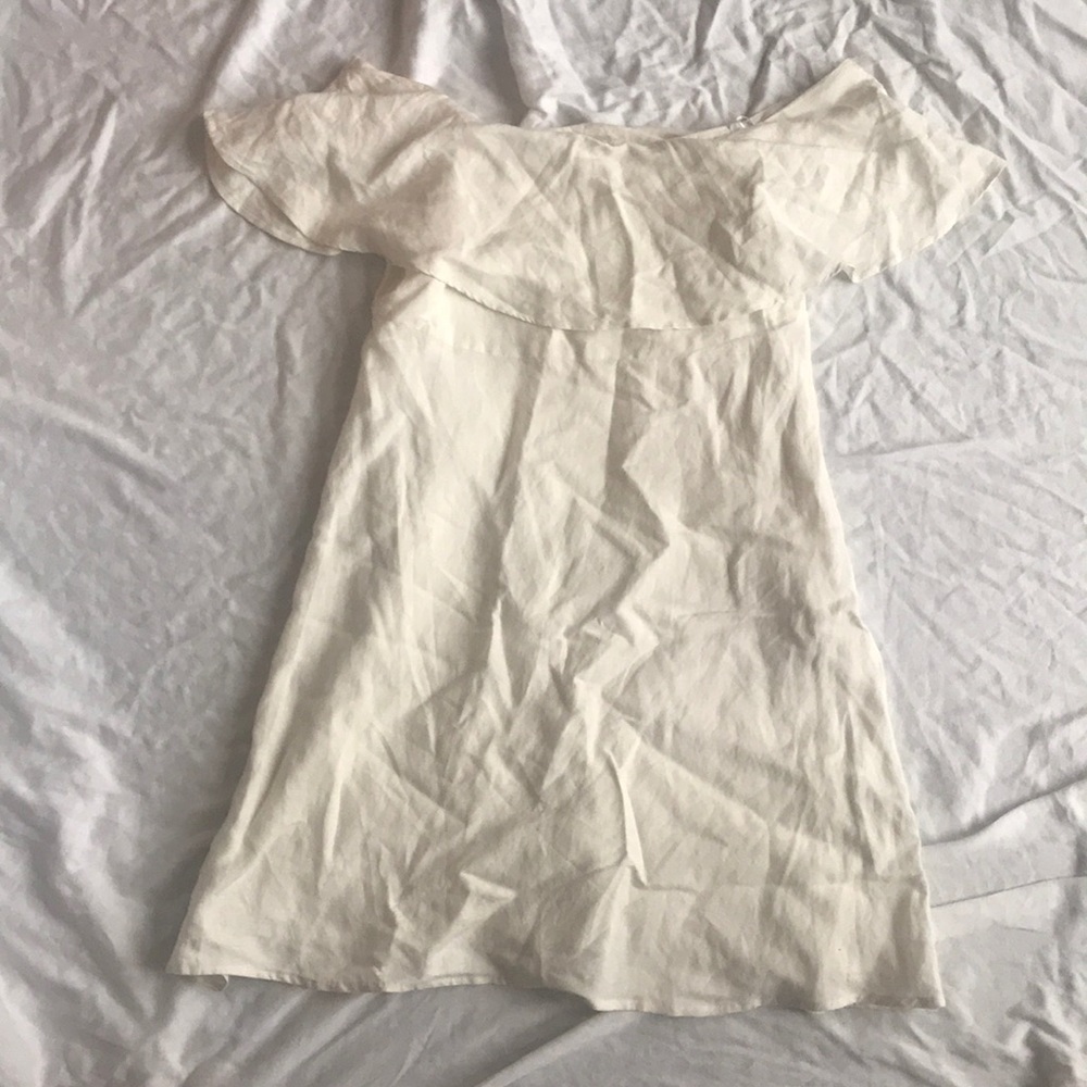 Ivory off the shoulder linen dress